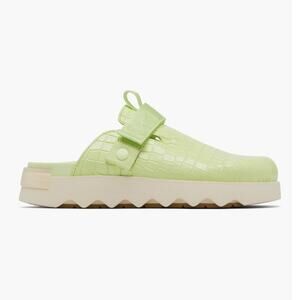 Sorel Viibe Pale Green Croc-Embossed Clog Mule with Cream Sole